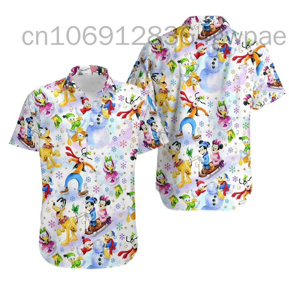 

Disney Characters Collection Hawaiian Shirt Men's Women's Casual Short Sleeve Beach Shirts Mickey Goofy Pluto Hawaiian Shirt Top