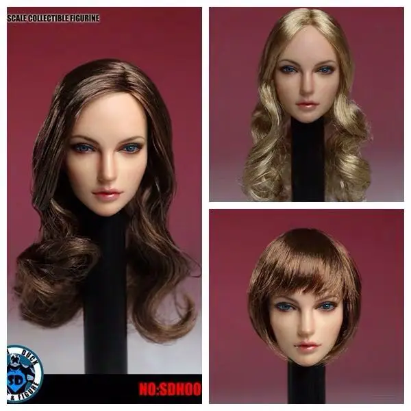 

European Beauty Head Sculpt 1/6 Scale Female Soldier Long Hair Head Carving for 12in KT Skin JIAOUL Doll Body