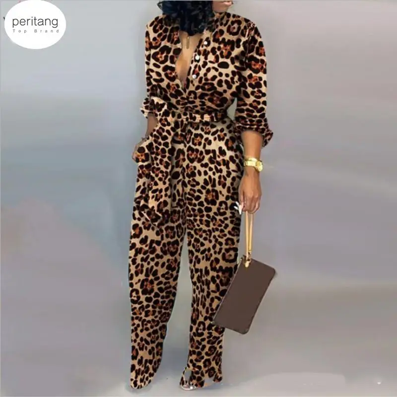 

Paris Girl Sexy Ladies Fashion Leopard Jumpsuit Spring New Temperament Commute Fit Comfort Jumpsuit