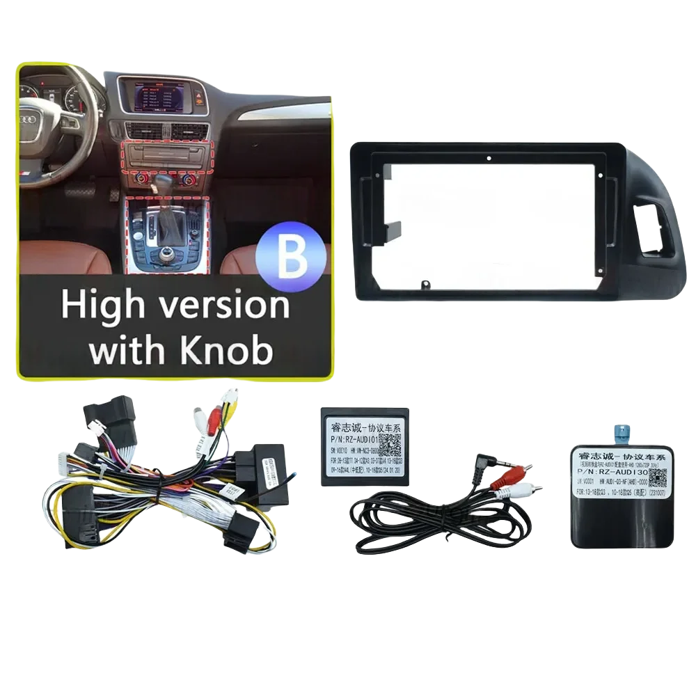 Car Radio Fascias Frame For Audi Q5 2009-2018 9 inch 2DIN Stereo Panel 16PIN Harness Wire Power Cable Connector Canbus