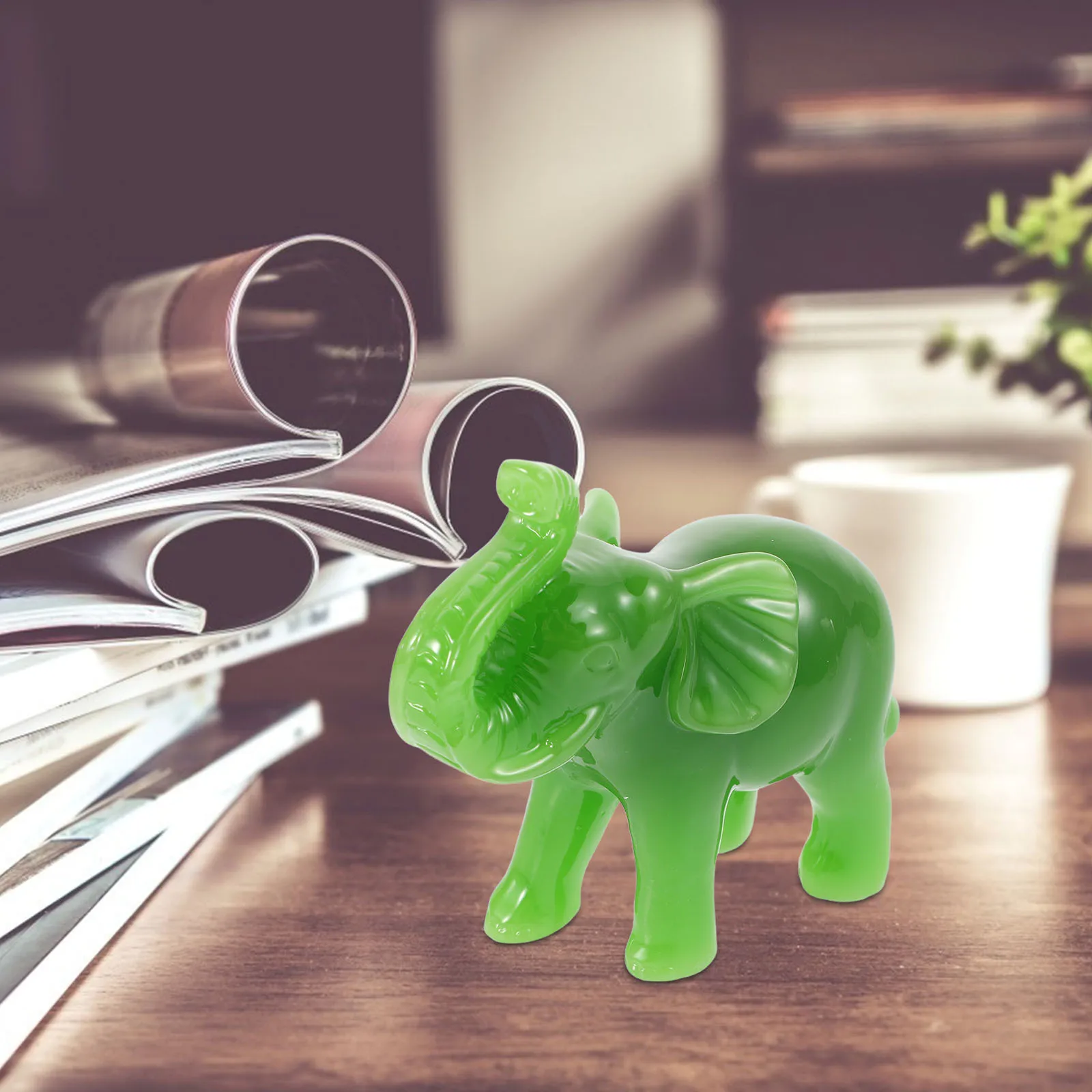 

Elephant Statue Resin Creative Desk Ornament for Office Shelf Lucky Wealth Decoration Elephant Decor for Office