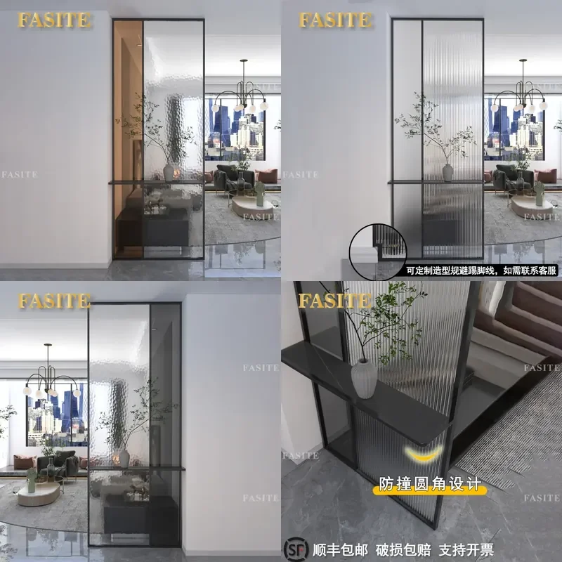 For Modern Simple Changhong Glass Screen Stainless Steel Water Ripple Partition Wall for Living Room Bathroom Entrance