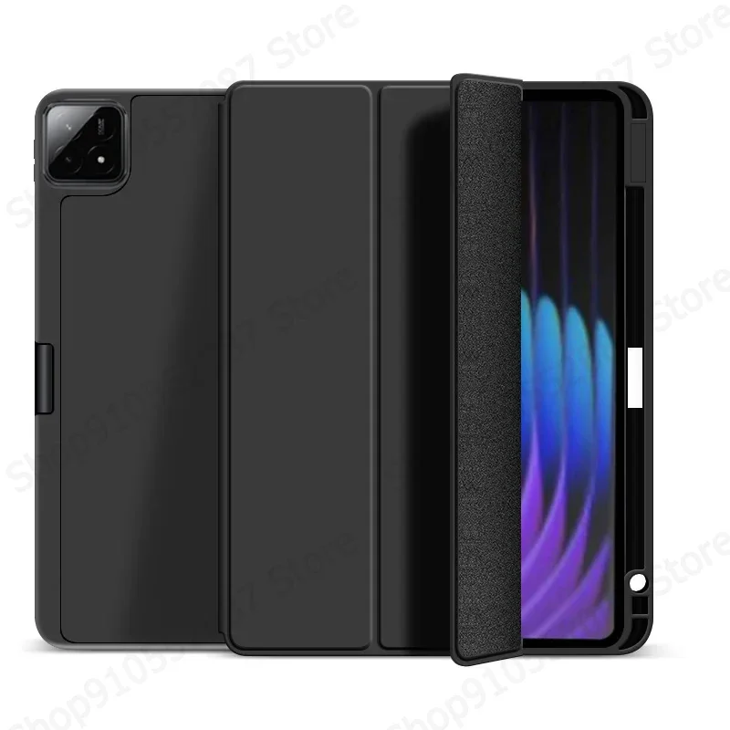 For Xiaomi Pad 7 Case with Pen Holder Trifold PU Leather Soft Back Stand Cover For Xiaomi Pad 7 Mi Pad 7 Case 11.2 inch