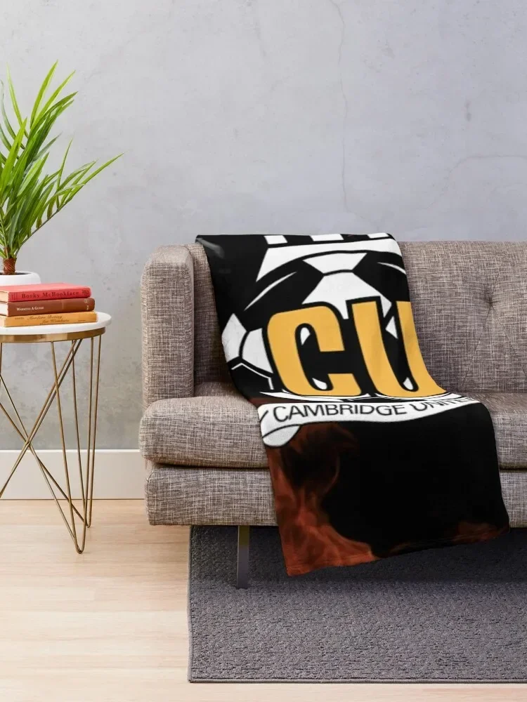 cambridge united fc Throw Blanket Plaid on the sofa Furry Flannel Fabric Decoratives Blankets