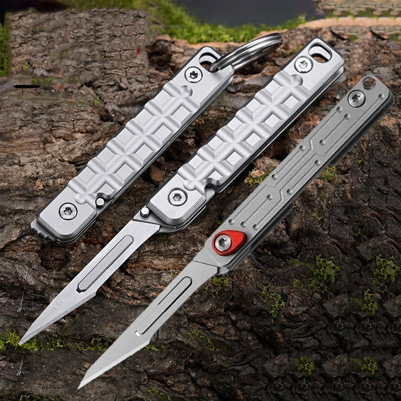 Quick Open  Scalpel NO.11 Replaceable Blades Folding Knife Portable EDC Pocket Knife 10 Blade Free Useful Survival Camping Tool