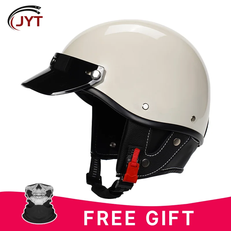 

Half Face Helmet Retro 1/2 Motorcycle Helmets DOT Approved ABS Shell Safety Cap Men Women Moped Four Seasons