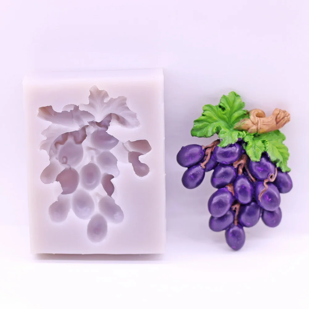 3D Grapes Silicone Mould for Baking Countryside Fruit Leaves Fondant Icing Cupcake Cake Topper Chocolate Candy Resin Clay