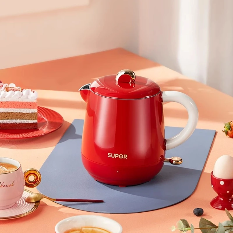 304 Stainless Steel Electric Kettle  Double-Layer Anti-Scald Hot Water Boiler  Retro Portable Teapot  Auto Shut-Off Drink Heater