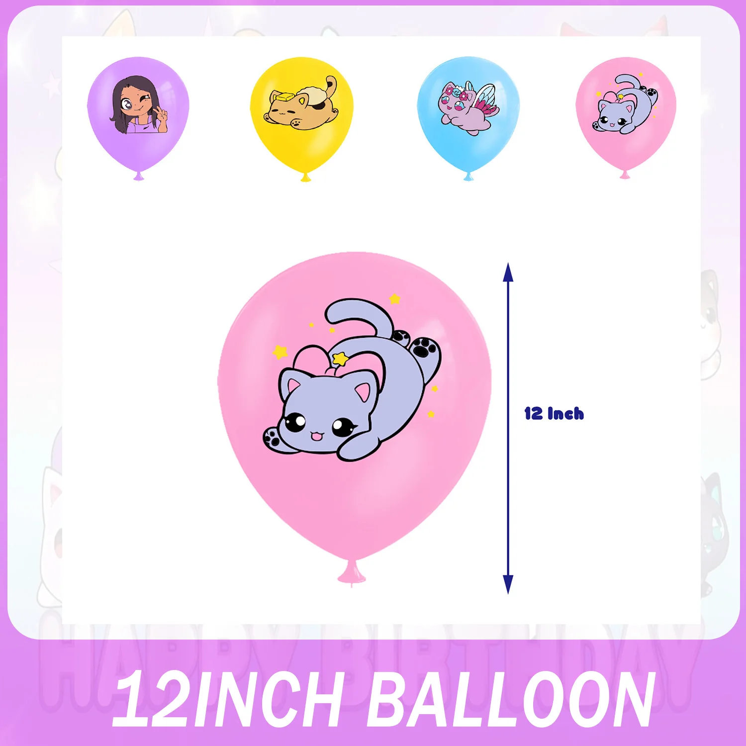 Niedliches Aphmau-Themen Geburtstagsparty-Dekorationsset Happy Birthday Banner Meow Cat Ballon Tortendekoration Kinder Mädchen Geburtstagsparty-Zubehör – Detail 4