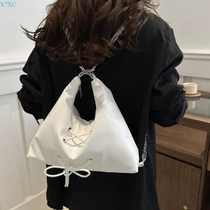 

X7XC Womens PU Leather Crossbody Bag Chain Shoulder Bag Large Capacity Backpack Bag Student School Bag for Daily