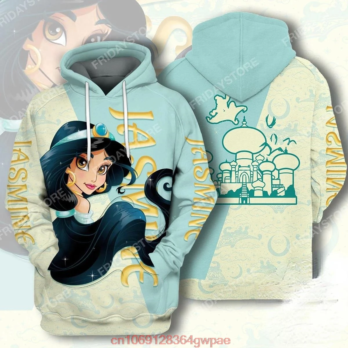 2024 New Disney 3d Hoodie Disney T-shirt Jasmine Aladdin Couple T-shirt Hoodie 3d Hoodie