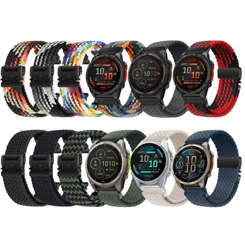Quick Fit 20/22/26mm Nylon Strap for Garmin Fenix 8 7 Pro 7X 7S 6 6X 5X 5 Plus Parachute Band Forerunner 965 970 Bracelet Correa