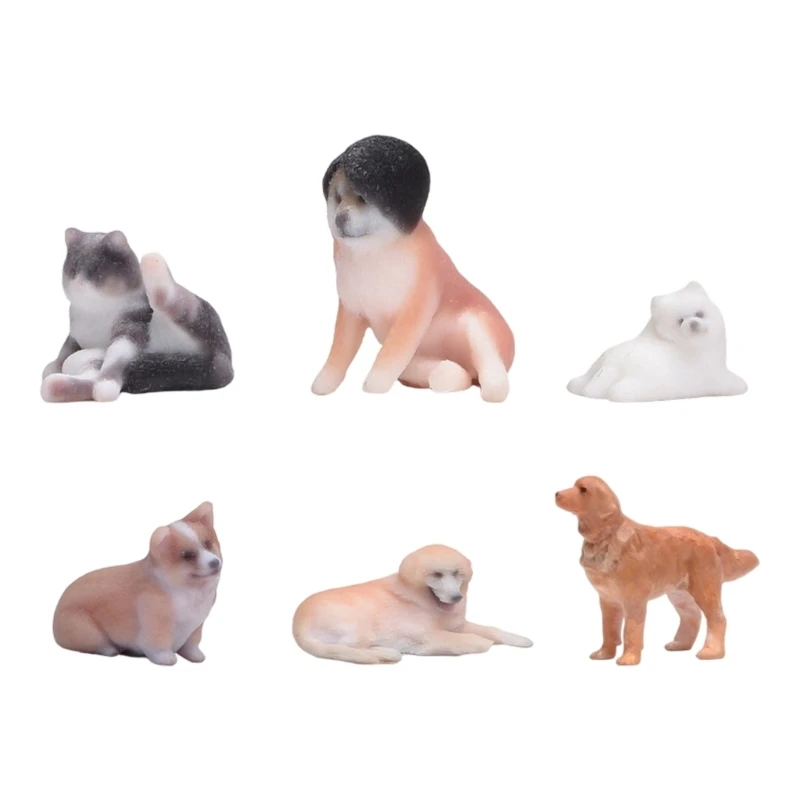 1/64 Scale Pet Miniature Figurine, Resin Animal Figure with Molded Painted Detail for Dioramas Scene and Model Displays
