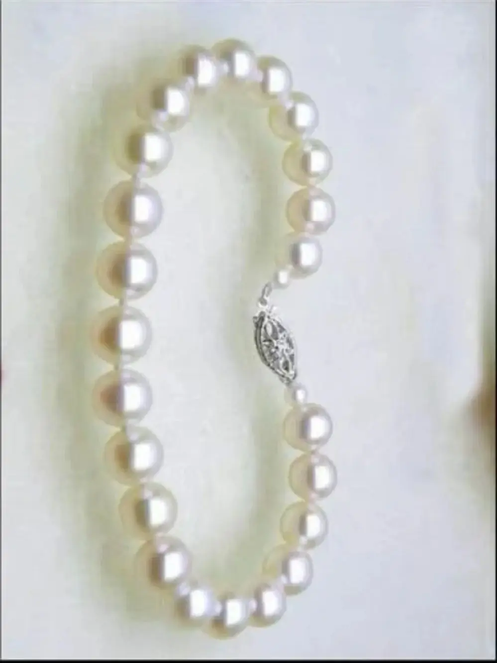 Stunning AAA 9-10MM NATURAL WHITE AKOYA PEARL BRACELET 7.5-8 INCH 925S Freeshippings Items