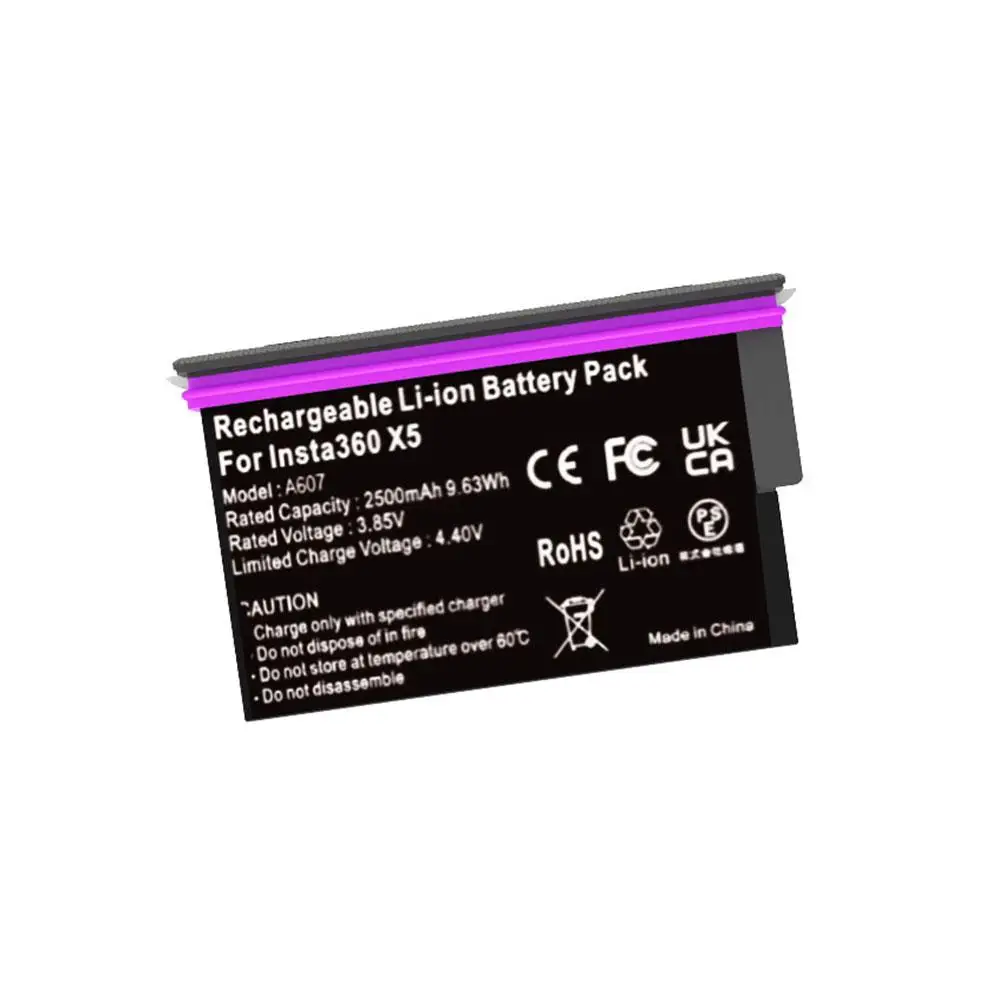 Batería de repuesto para batería recargable de iones de litio Insta360 X5 2500mAh 9.63Wh
