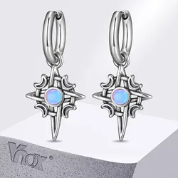 Vnox Vintage Star Moon Stone Earrings for Men Women, Hypoallergenic Stainless Steel Hoop Earrings Gift