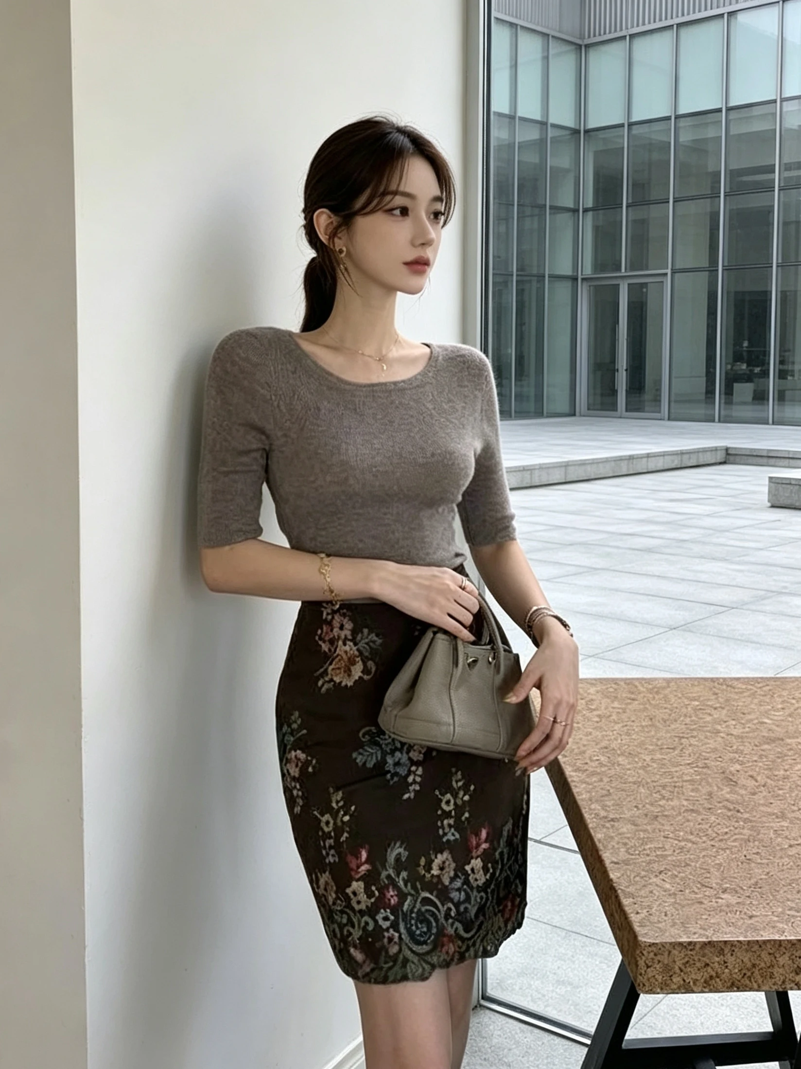 Retro Artistic Court Style Embroidered Heavywork Half Skirt Women's Autumn Versatile Bodycon Slim Straight Short Skirt Trendy
