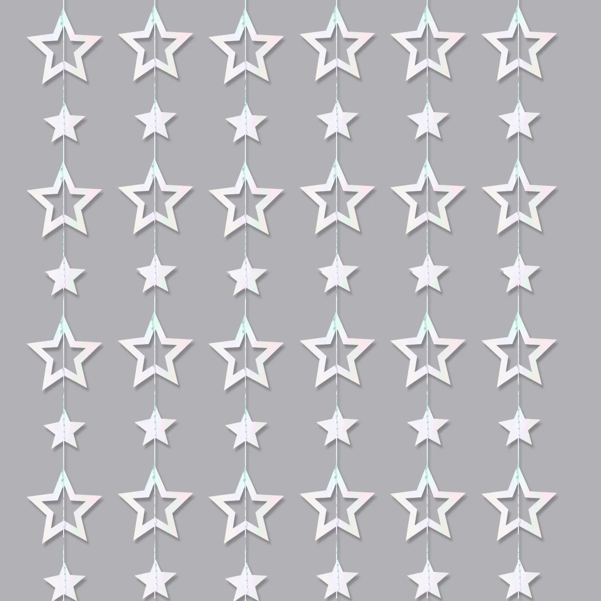 4M Laser Silver Iridescent Party Decoration Star Circle Dot Moon Garland Banner For Birthday Wedding Party wall Hanging decor