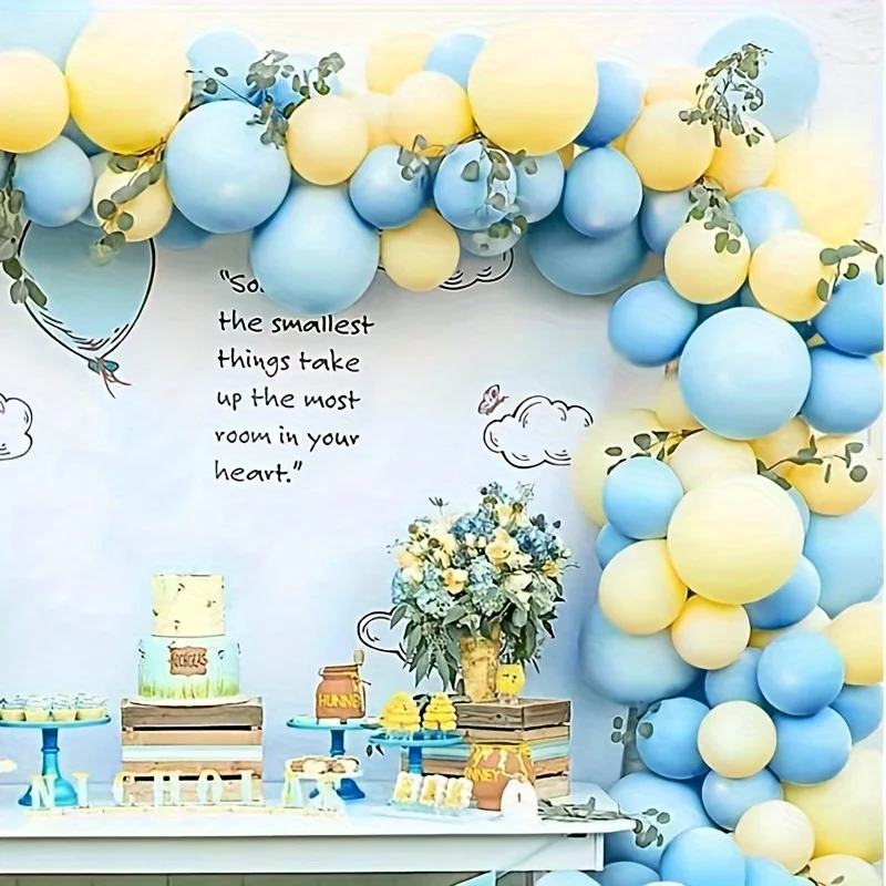 102 szt. Pastelowy niebieski żółte balony girlanda łuk zestaw urodzinowy wieczór panieński dekoracje Baby Shower pszczoła motyw balon