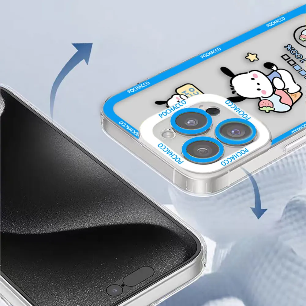 Pacha Dog Cartoon Pochacco Angel Eyes Clear Phone Case For REALME 6 7 8 8I 9 9I 10 12 C55 C53 C35 C33 C30 C21Y Case Funda Shell