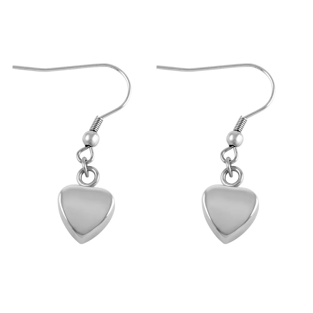 Urn Cremation Earrings Stunning Heart Pendant Stainless Steel For pet Ashes As Gift to Woman Wife Openable Memorial Jewelry