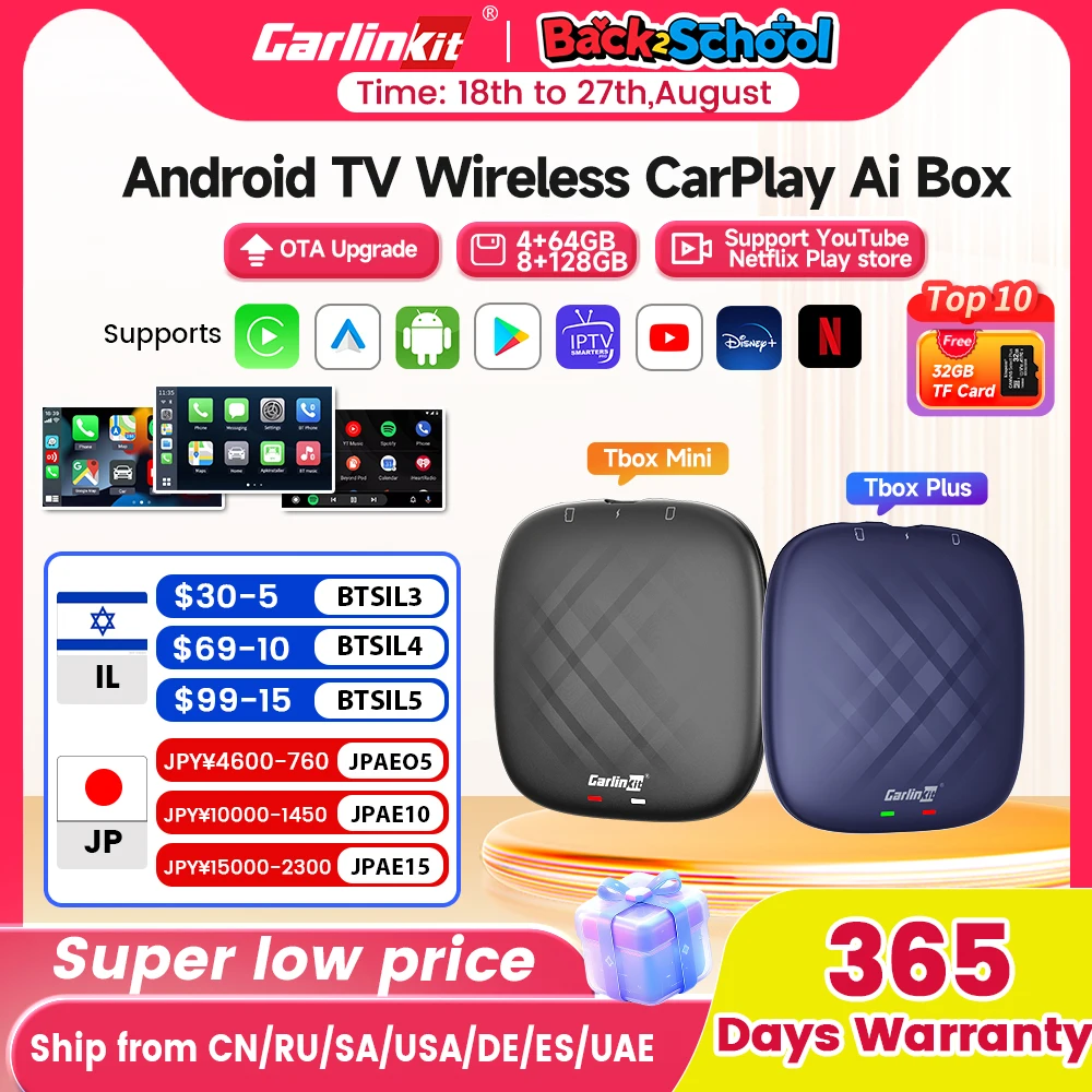 Carlinkit 4 CarPlay Mini Ai Hộp Không Dây CarPlay Không Dây Android Tự Động Cho Xe Audi Benz Mazda Toyota Cho Netflix YouTube 4G LTE GPS