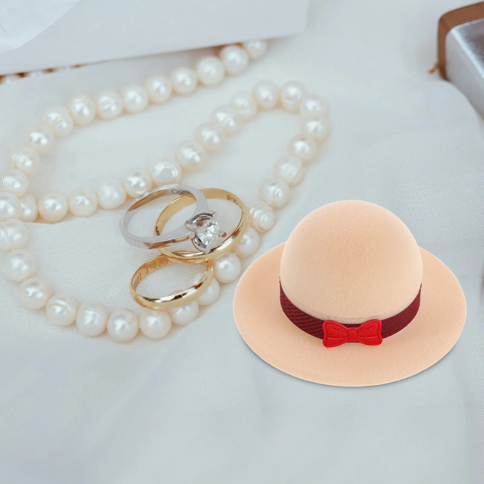 2Pcs Round Retro Jewelry Organizer Box Set for Rings Earrings Hats Travel Storage Graduation Wedding Gift Mini Decorative Hat