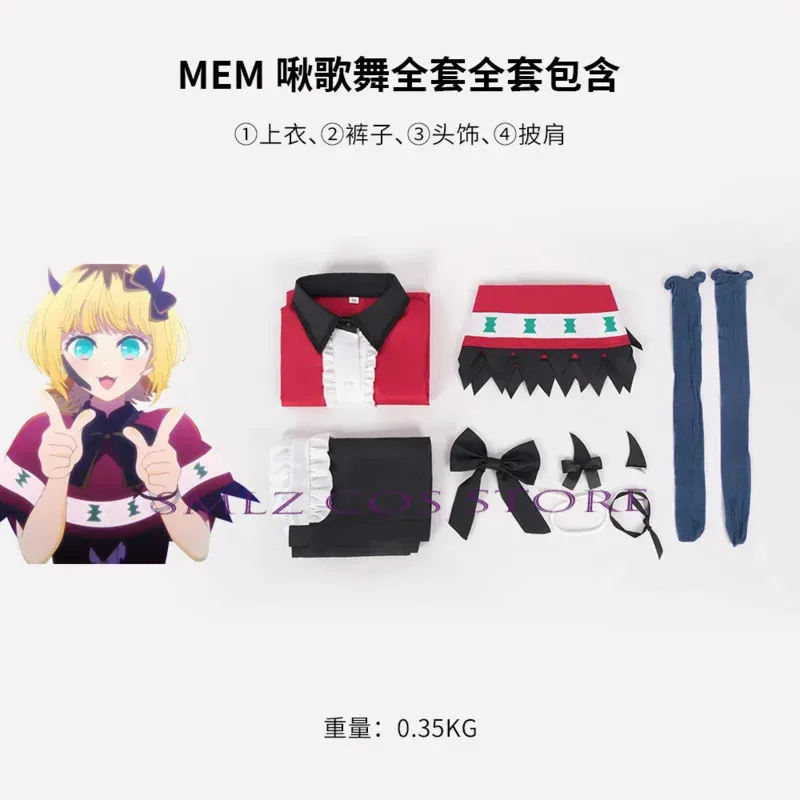Qq 123Cosplay Anime Oshi No Ko MEM Kostum Wig Seragam Panggung Bernyanyi Celana Pendek Selendang Setelan Memu Cho Cosplay Pesta Halloween