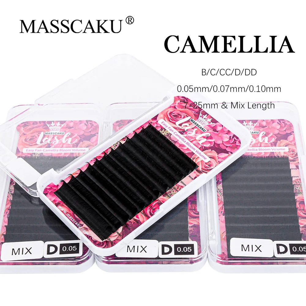 MASSCAKU Professional Fast Flowering Eyelash Extensions C CC D DD Curl Individual Easy Grafting Camellia Blooming Lash Supplies