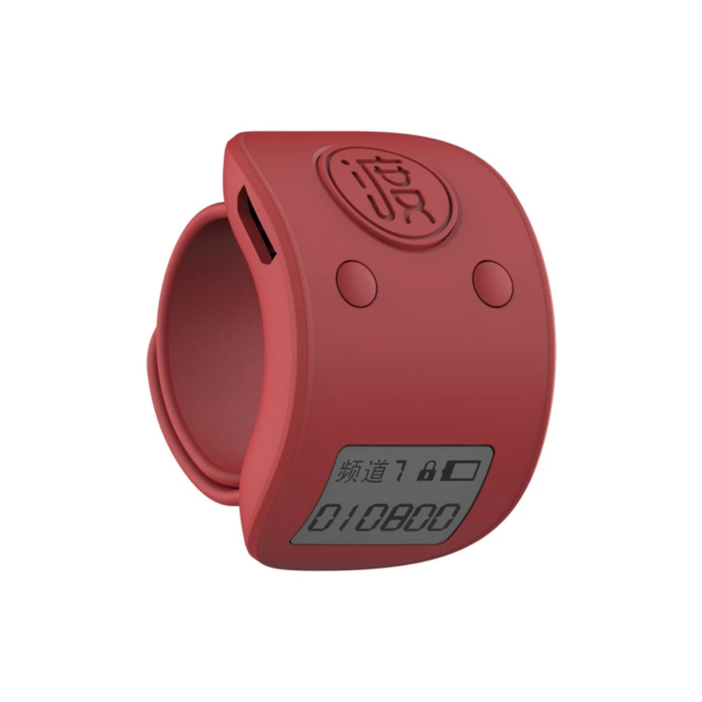 Mini Digital LCD Electronic Finger Ring Hand Tally Counter 6 Digit Rechargeable Counters Clicker-Red