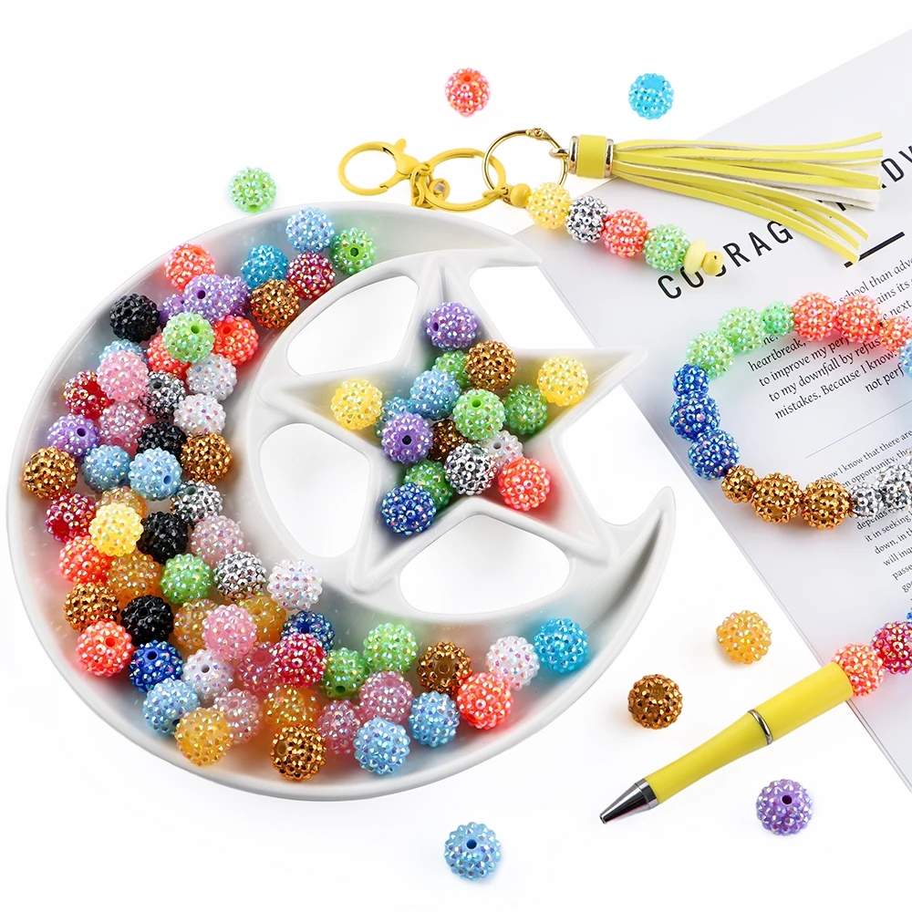 16 Farben Harz-Bayberry-Kugeln Strassperlen 14/16mm Bunte Abstandshalterperlen für Schmuckherstellung DIY Perlenstift-Zubehör