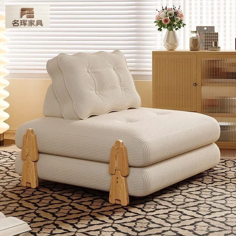 Modular Building Block Foldable Combination Sofa Bed Solid Wood Single Small Apartment Cream Style Living Room Lazy Sofa