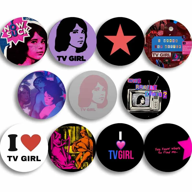 32/44/58mm Tv Girl Who Really Cares Music Album Brooch Handmade Soft Button Pin Creative Clothes Hat Cartoon Badge Jewelry Gifts