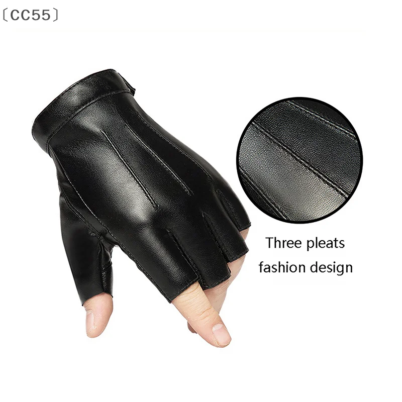 itariaCC55 soiPU-Leder-Halbfingerhandschuhe, Unisex, rutschfester Griff für Fitness, Outdoor-Angeln und taktische Fahrradhandschuhe