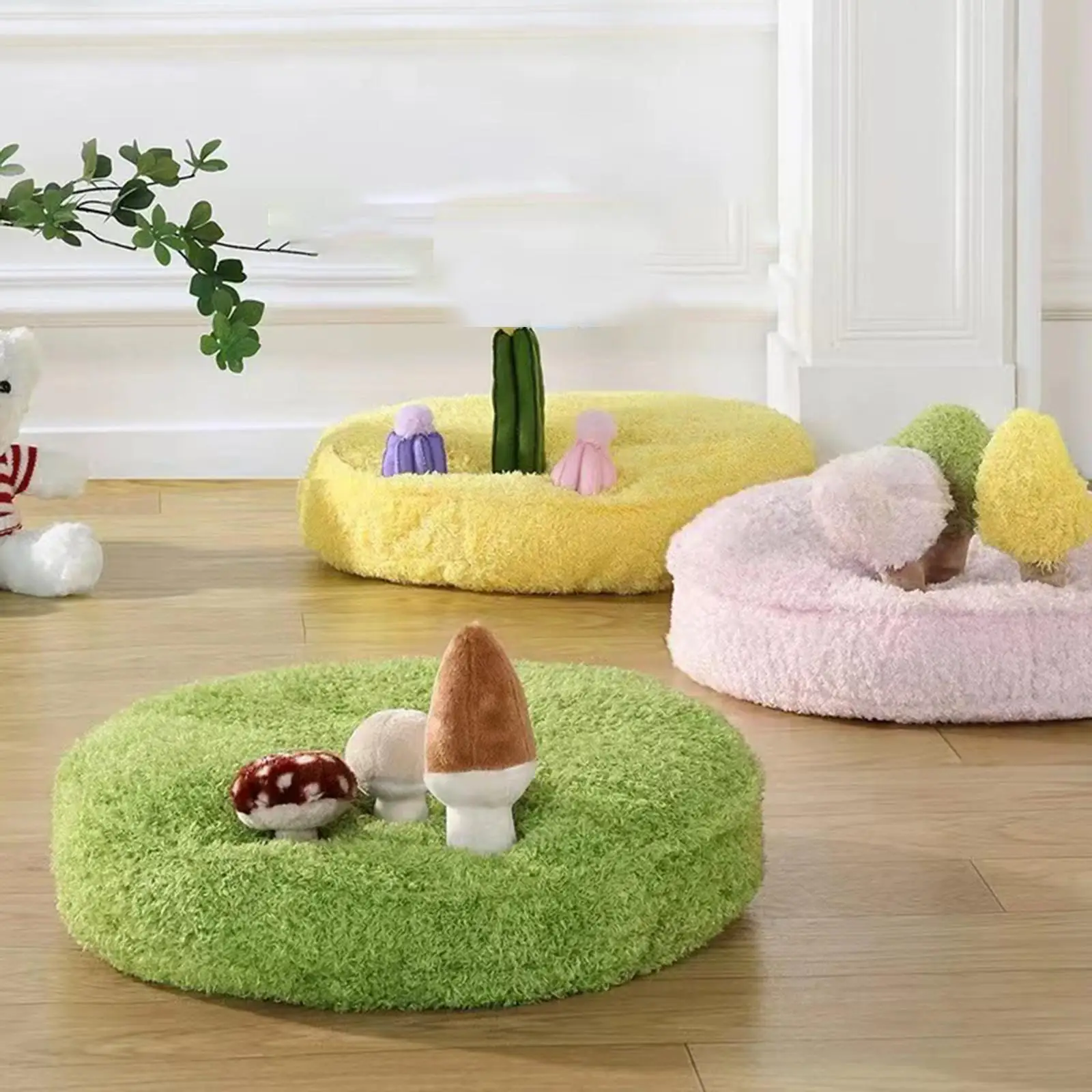 Cat Bed Sleeping Pad Cushion Sofa Bed Anti Skid Bottom Comfortable Mushroom Decor for Puppy Pomeranian Kitten Poodle Dogs