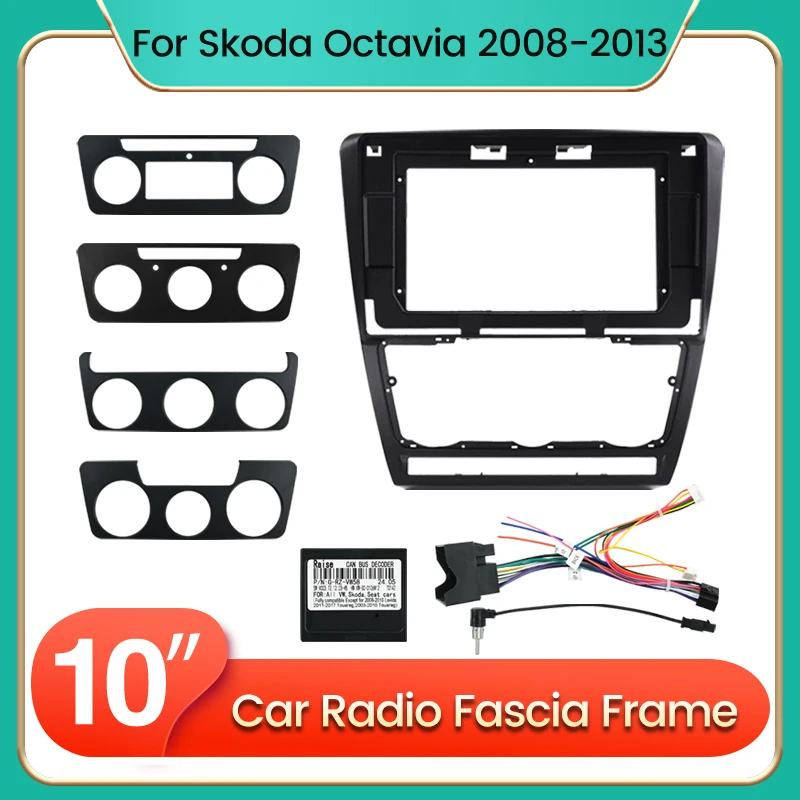 10'' Car Radio Panel for 2004-2014 SKODA OCTAVIA Android Stereo Player Casing Frame 2Din Head Unit Fascia Frame Dash Cover Trim