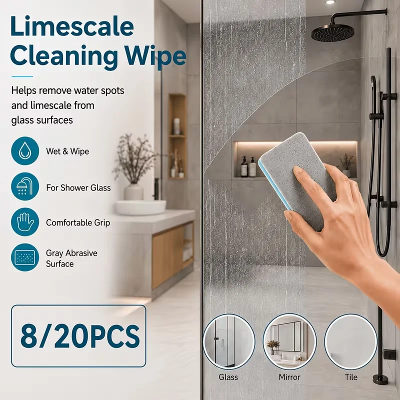 Home Bathroom Scales - 8/20個入り大型スケールスクラバークリーニングブラシ、家庭用浴室鏡シャワールームタイルの頑固な汚れや水垢除去用
