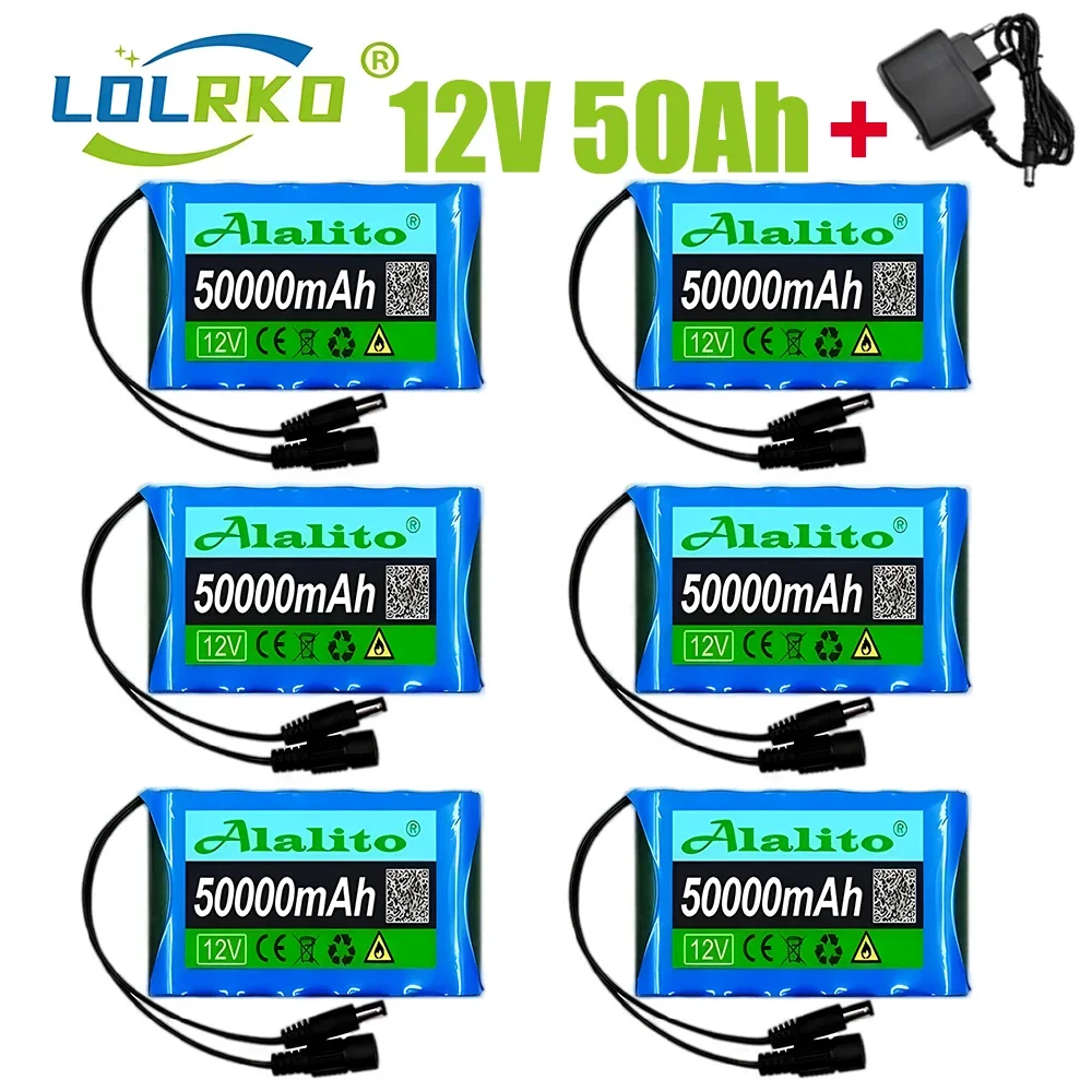 

12V 50000mAh NEW Portable 18650 Li Ion Rechargeable Battery Pack For CCTV Camera 3A Batteey + 12.6V EU US Charger+Free Shopping