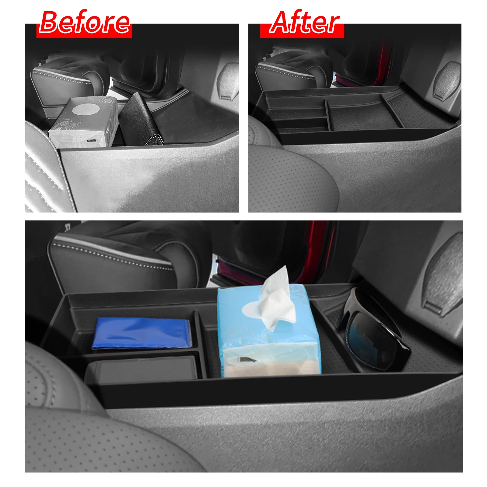 Nouveau pour Chery OMODA 5 C5 FX carburant 2022-2025 Console centrale de voiture boîte de rangement inférieure organisateur accessoires de rangement TPE noir