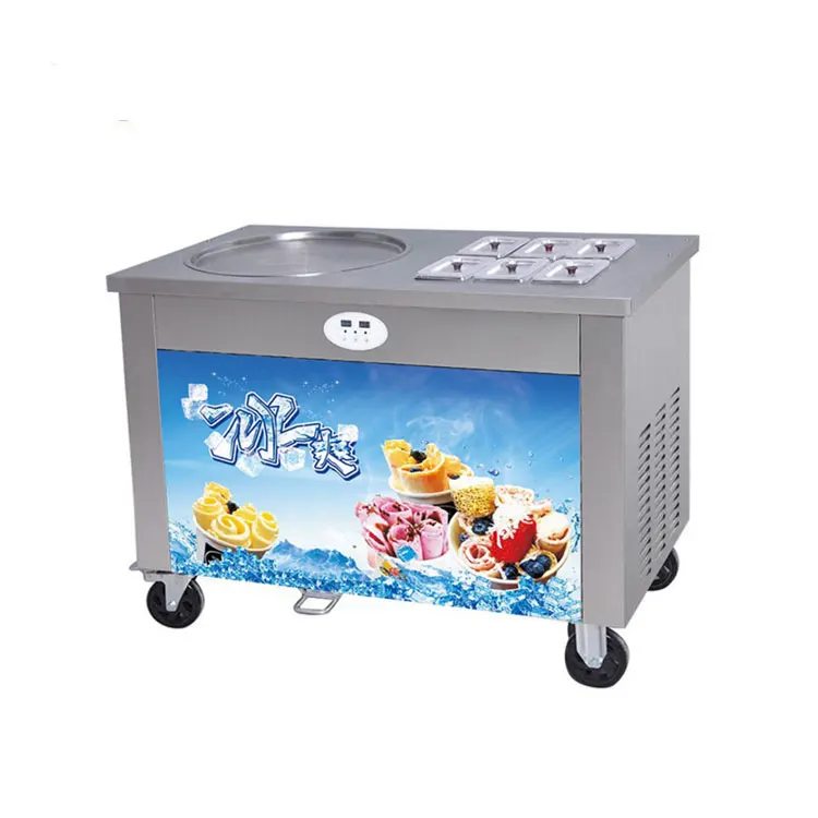 

Completely-Sealed Frozen Ice Cream Fried Flat Pan Roll Machine For Sale