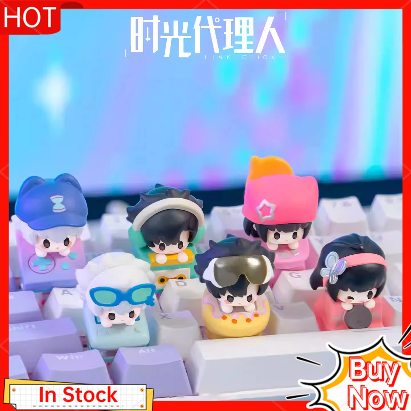 

Колпачки для клавиш в стиле аниме в стиле ретро, модная коллекционная глухая коробка, милые игрушки, механический переключатель клавиатуры для компьютерщиков и геймеров