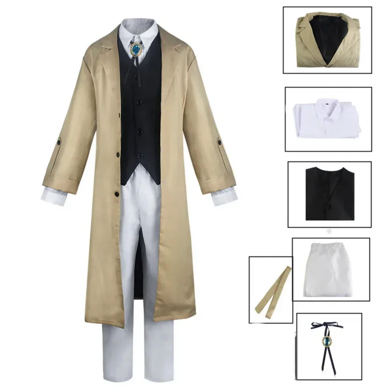 Bungo Stray Dogs Cosplay Dazai Osamu Jacket Coat Suit Manga Adult Men Halloween Costume Anime Clothes Disfraz Hombre Masculina