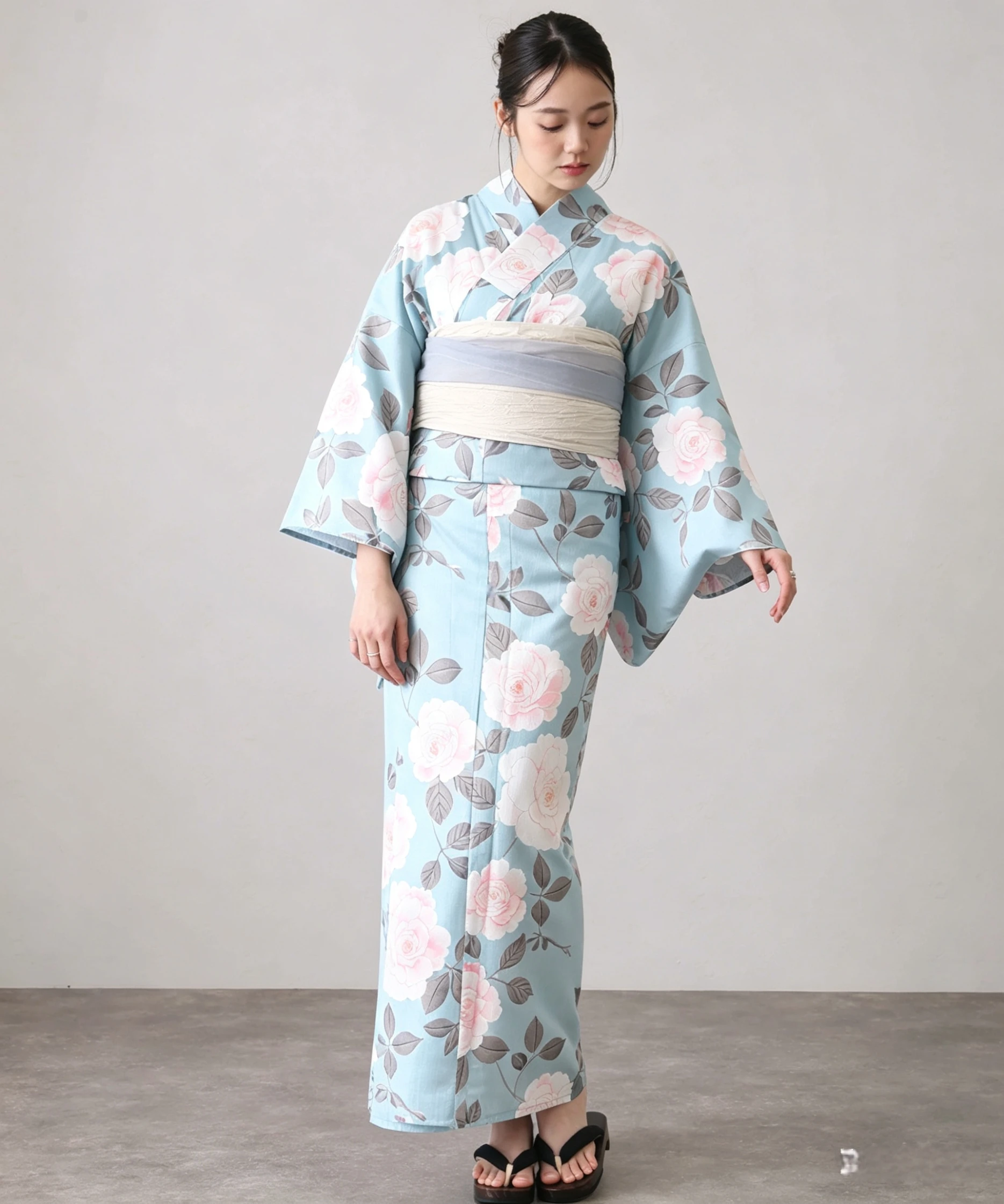 Traditional Yukata Kimono Cotton Dress Girls Women's Clothing Chinese Production Spring Season Fashionable Ethnic Wear