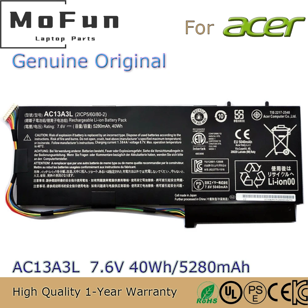 Brand New Original AC13A3L 7.6V 40Wh Laptop Battery for Acer Aspire P3-131 P3-171 X313 X313-E X313-M P3-171