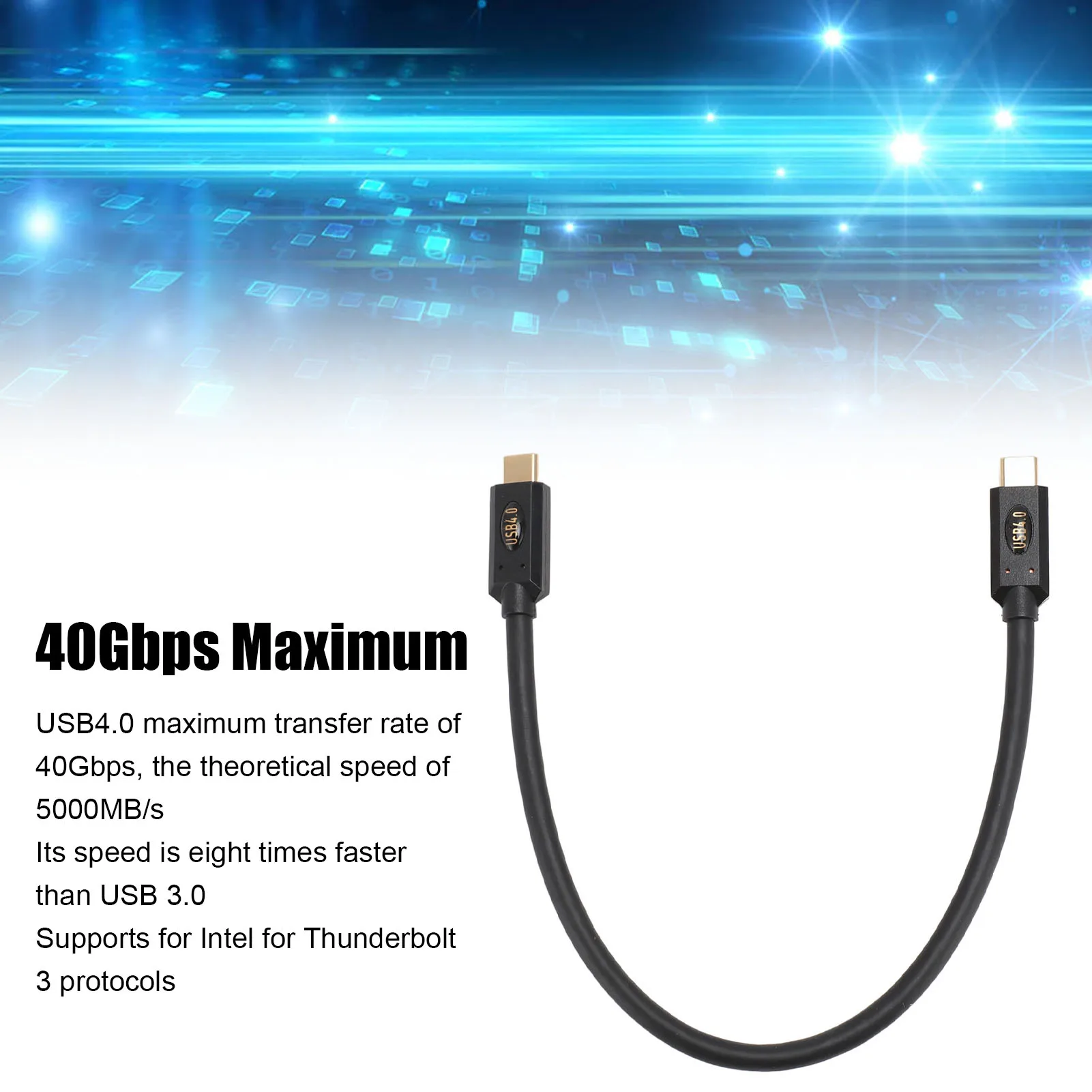 Type C Data Cable 40Gbps Plug and Play PD 240W High Speed Transfer Rate USB 4.0 Type C Data Cable PVC Wire for Type C Devices