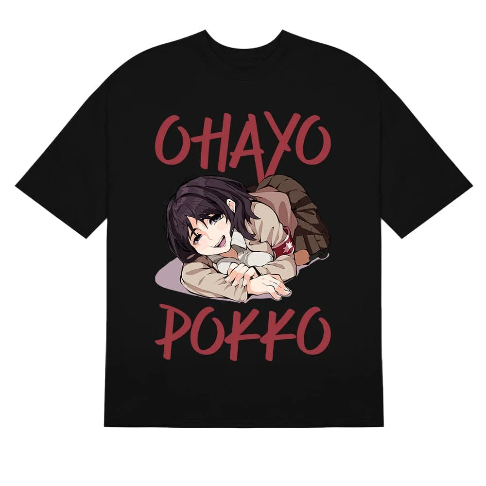 

Ohayo Pokko Anime Girl Attack on Titan T-Shirt - Cute Anime Design