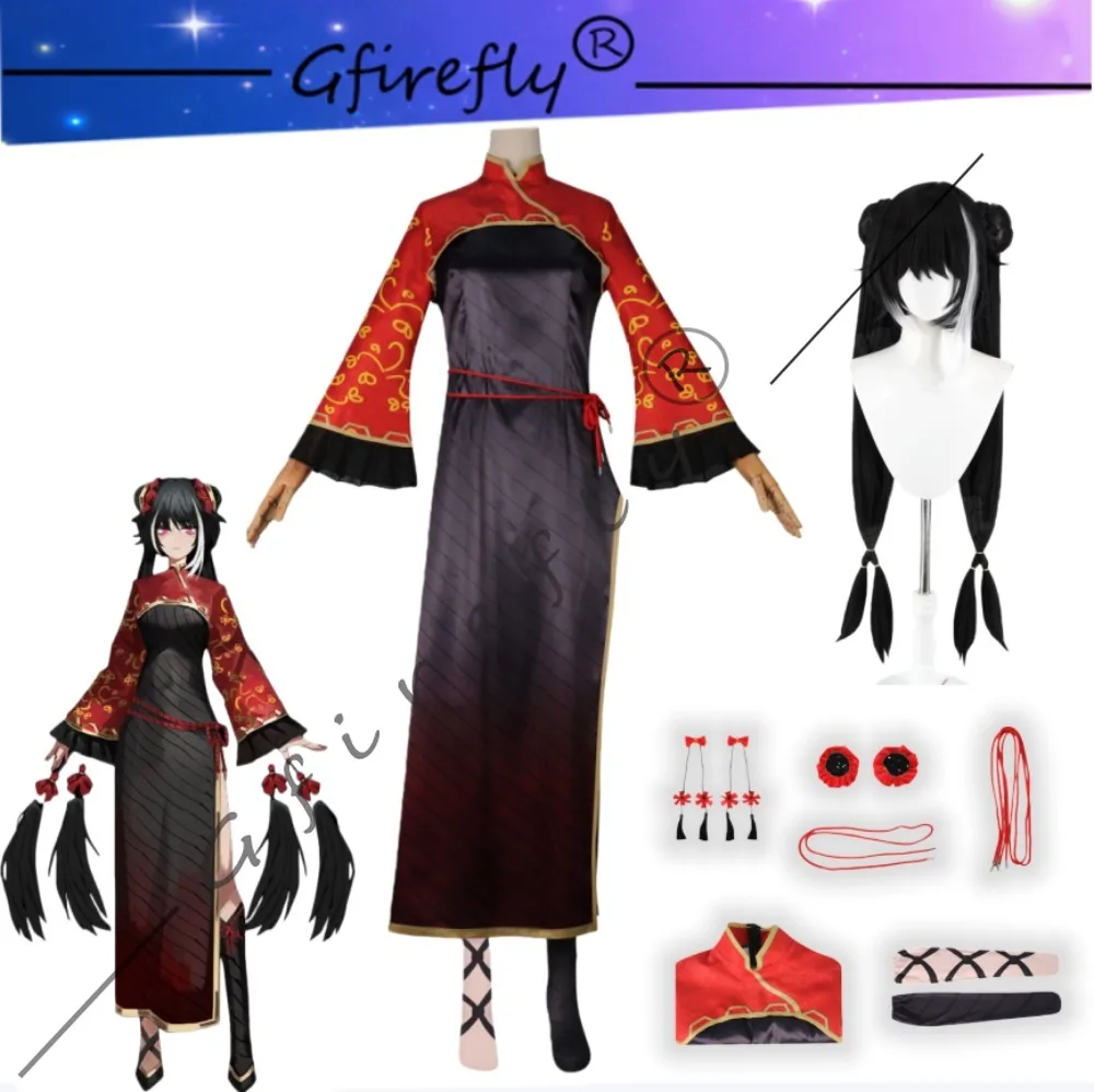 

Game Limbus Company Jia Xichun Cosplay Costume Character Chinese Style Cheongsam Accessory Wig Complete Set Anime Convention