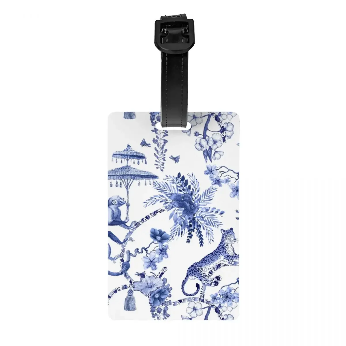 Playful Menagerie Blue And White Chinoiseire Pattern Luggage Tag Custom Porcelain Baggage Tags Privacy Cover Name ID Card