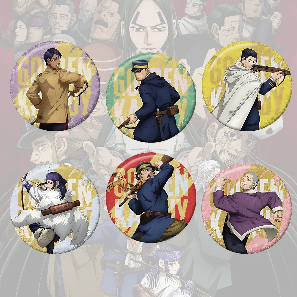 Golden Kamuy 58mm Badge Saichi Sugimoto and Asirpa Dynamic Battle Scene Anime Character Backpack Lapel Pin Brooch Gift