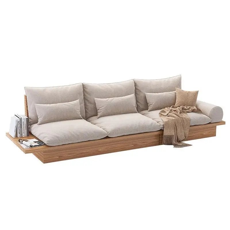 Wabi أريكة الرياح الرملية إطار من الخشب الصلب غرفة المعيشة شقة صغيرة الشمال تخزين بسيط ثلاثة أشخاص أريكة قماش أرضية
